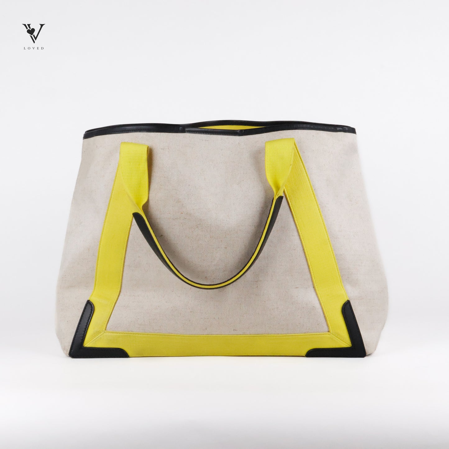 Tricolor Coated Canvas And Leather cabas Tote