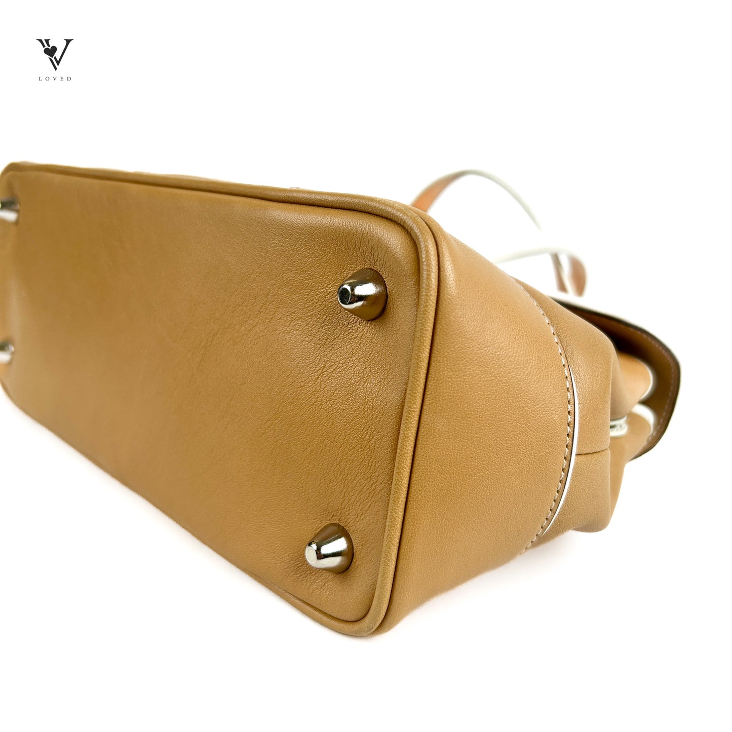 Tan Leather Buckle Flap Expandable Handbag