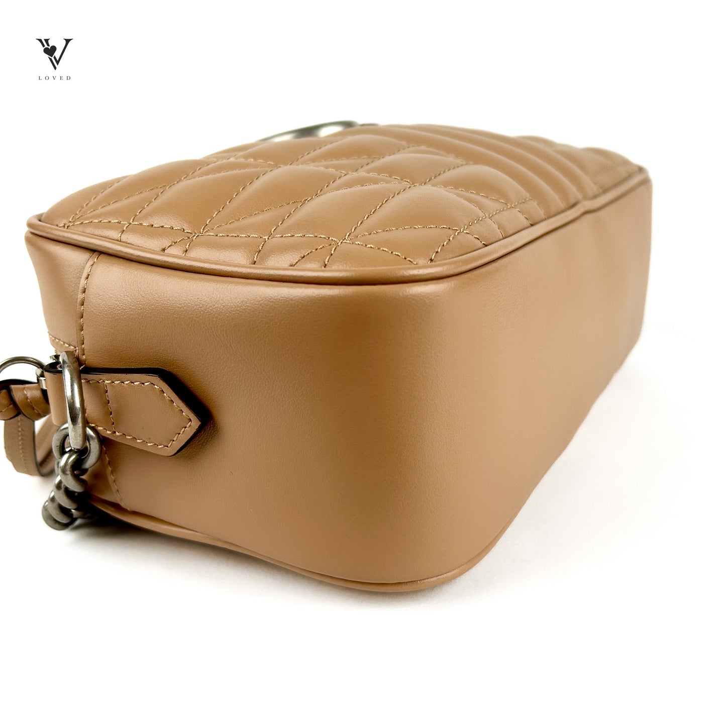 GG Marmont Matelassé Crossbody Bag  in Rose Beige Calfskin Leather