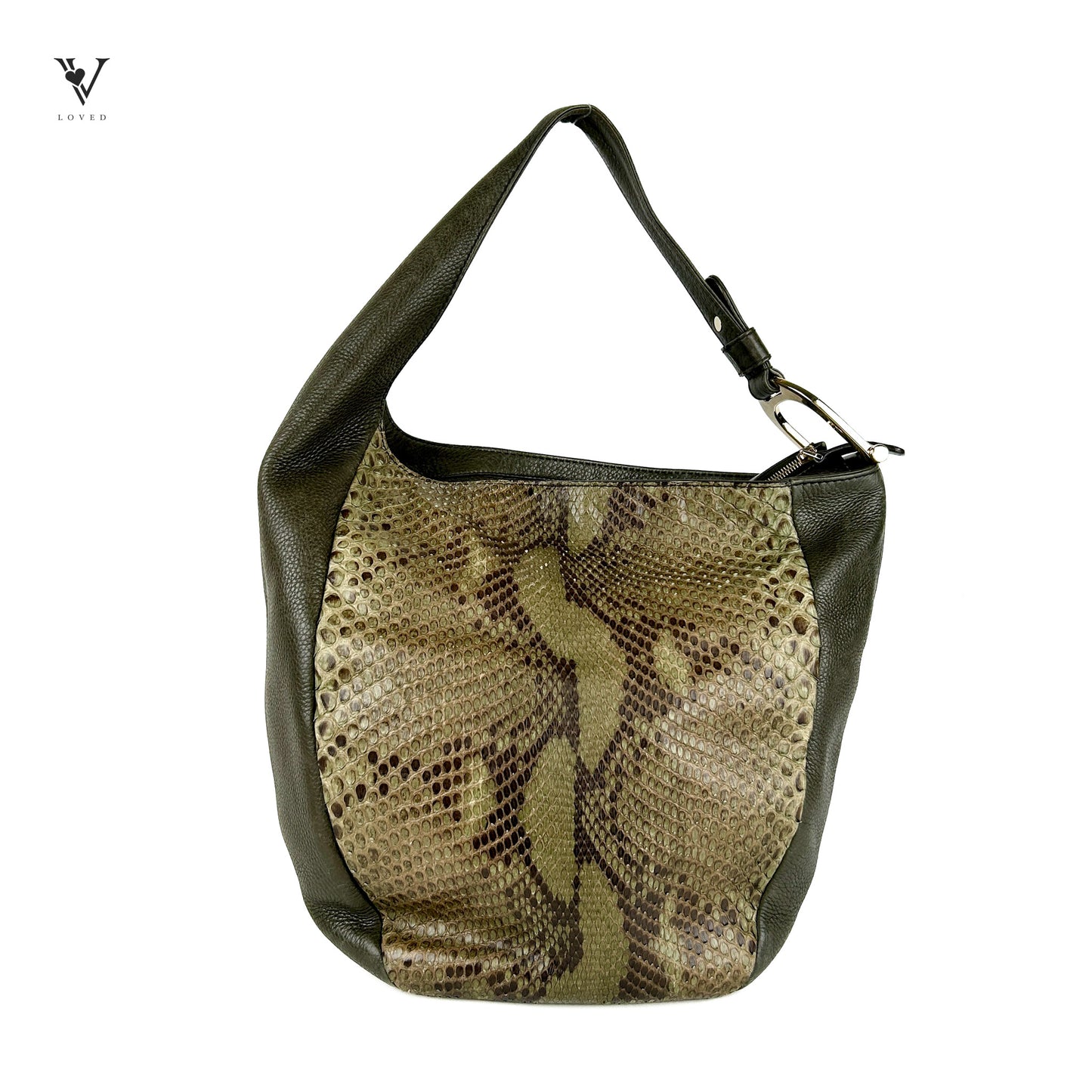 Greenwich Hobo Handbag In Khaki Python