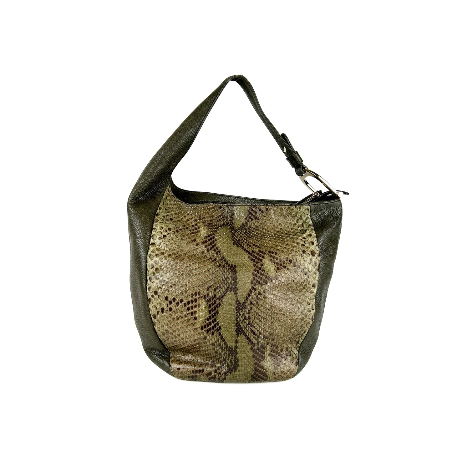 Greenwich Hobo Handbag In Khaki Python